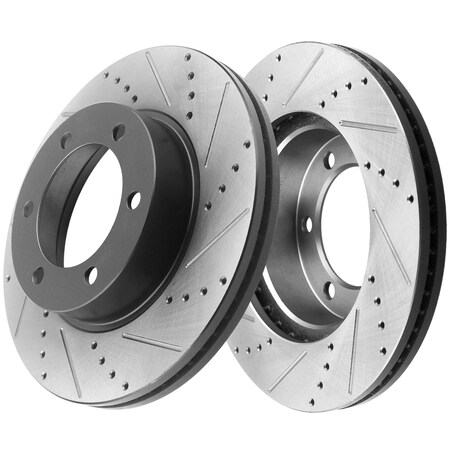 Motorbymotor MotorbyMotor Front Brake Rotors 300mm Drilled & Slotted 12066045(2Pack) BRR12066045BK